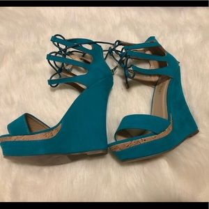 Teal Wedges Size 7 Never Worn